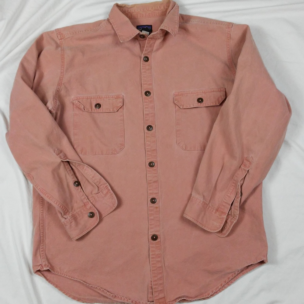 Mens Patagonia Vtg Washed Canvas Shirt Pink XL